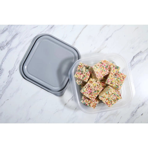 Open Extra Large Square Food Storage Container Set 11.7 Cup Capacity BPA Free 2 Pack Airtight Lids with snacks inside