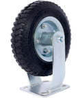 8 Inch Pneumatic Caster Wheel With Rigid Plate Mount, Beefy Steel Hub And Ball Bearings, Five Eighths Inch Bore, Heavy Duty Industrial Caster