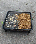 Ground Bird Feeder Tray 8 Inch Square Platform Metal Mesh Seed Holder Outdoor Garden Decor For Attracting Wild Birds Durable