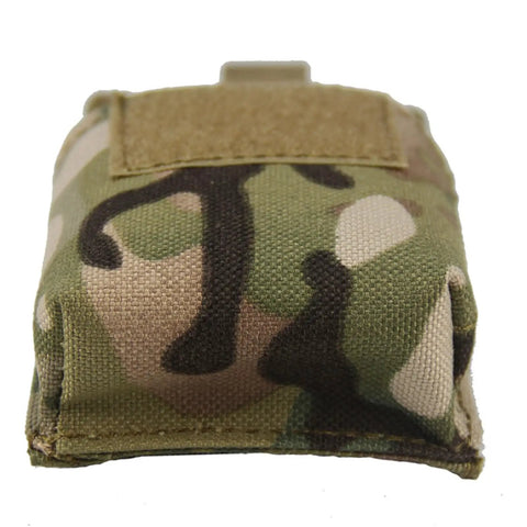 Front view of Outdoor Utility Gear Bag Pouch with Cigarette Holder Case and Belt Clip Hiking and Camping Organizers in khaki nylon.