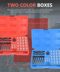 33 Piece Glow Plug Thread Repair Kit For Diesel Cylinder Heads in red and blue cases, showing tools for 8mm, 10mm, and 12mm threads.