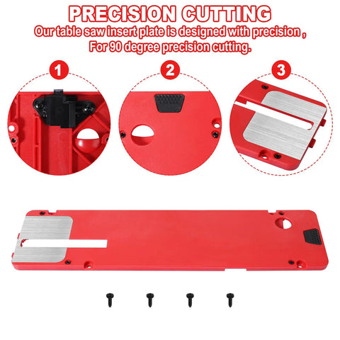 Zero Clearance Table Saw Insert Plate With Adjustable Height For A Flush Surface And Tight Cuts No Gap Dado Throat Plate Upgrade Fits TS630700 Table Saws No Fuss Install Hardware Included For Quick Precision Machining showing insert plate and screws