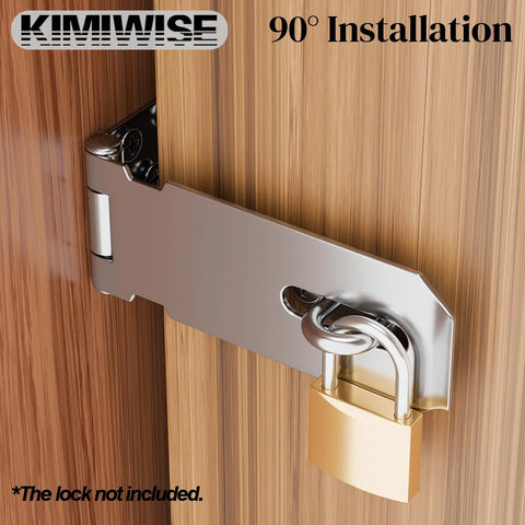 Stainless Steel Hasp Latch Heavy Duty Padlock Latch for Gates Doors Cabinets and Sheds, 3 Inch Safety Hasps, Installed View