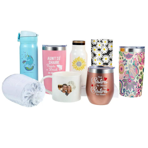 Sublimation Heat Shrink Wrap Sleeves Kit 50 Pieces In 5 Sizes 9x14 8x8 7x11 5x10 4x3 Inch For DIY Tumblers Mugs And More applied to tumblers and mugs