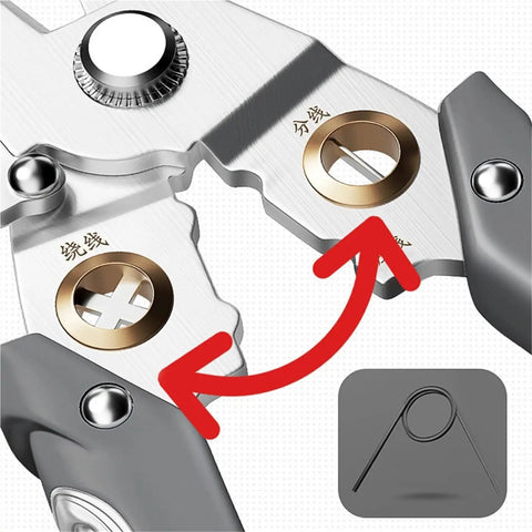 Close-up of 15 In 1 multifunctional Wire Stripper Decrustation Pliers Multi Tool showing cutting edges and detailing.