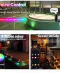 Lit LED Deck Lights Kit 10 Pack RGBW Recessed Low Voltage In Ground Lighting with Smartphone Control around hot tub
