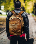 Person wearing Autumn Pasture Fox Printed Unisex Backpack With Large Capacity Durable Polyester Daypack in park