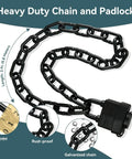 Heavy Duty Weather Resistant Padlock With Chain For Fences Gates And Outdoor Gear Anti Theft Hardened Security Chain Lock 6mm