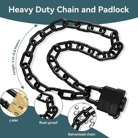Heavy Duty Weather Resistant Padlock With Chain For Fences Gates And Outdoor Gear Anti Theft Hardened Security Chain Lock 6mm