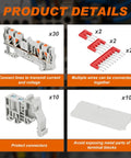 Image shows DIN Rail Terminal Block Kit For Quick No-Fuss Wiring With Twin Spring Push-In Connectors And Screwless PT Setup components.