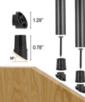 30 Pack 32 Inch Black Aluminum Deck Balusters Heavy Duty Railing Spindles For Porch connectors and tools shown at various angles.