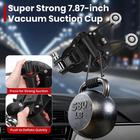 Windshield Removal Tool Kit With Dual Cutting Locking Function showing strong suction cup lifting 580 lb weight
