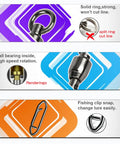 Beefy Heavy Duty Snap Swivels Set With Stainless Rolling Bearings For Freshwater Fishing Stainless Steel Clips In Black Nickel Finish 25 Pack 45 Pound Test High Strength, close-up