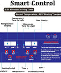 Control panel of Kickass Ultrasonic Cleaner With Built In Heater And Digital Timer for precise time and temperature settings.