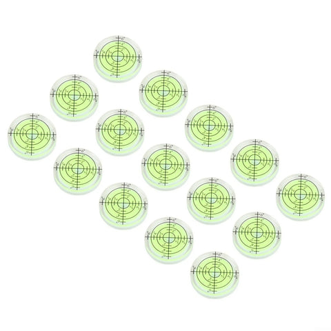 15 Pack 32mm Round for spirit Level for acrylic Bubble Gauge Precision displayed in a cluster with clear design and internal markings.