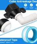 Rotating One Half Inch RV Water Pump Fittings Kit With 360 Degree Swivel Elbow And Straight Barb Adapter One Half Inch Female NPT PEX Compatible Comes With Thread Seal Tape For Leak Free Water Strainer Connection, black and white elbow fitting with waterproof tape