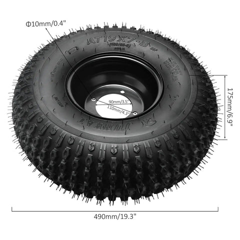 44 Inch Go Kart Rear Live Axle Kit With Shaft Sprocket Hubs Brake Master Cylinder And Nineteen By Seven By Eight Tires close-up view