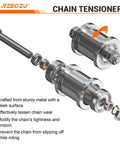 Beefed-Up Mini Bike Chain Tensioner For 35 Chain With 140 Links showing metal components and assembly details