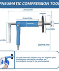 Detailed dimensions of Pneumatic Compression Tool from Brake Caliper Wind Back Tool Kit for Cars and Trucks DIY Friendly 24 Piece.