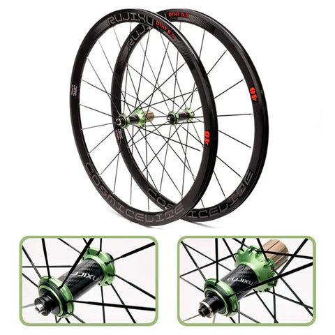 700C Road Bike Wheelset Ultralight 40mm Aluminum Rim Reflective Finish with Carbon Fiber Tube Hub, Quick Release System