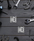 Heavy Duty Stainless Steel Folding Hinges For Trucks And Cargo Trailers Beefed-Up Noise Minimizing Vehicle Container Hinges For Compartment Doors Dump Truck Or Trunk Lids And Side Mount Lid Applications Easy Installation, two hinges on wood