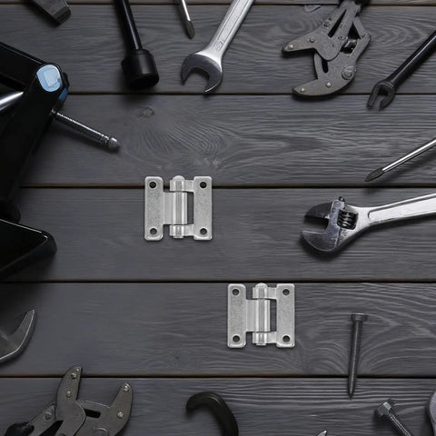 Heavy Duty Stainless Steel Door Hinge Set Five Pack For Vehicles And Storage Chests And Exterior Doors Folding Butt Hinge With Welded Construction To Reduce Noise Tough As Nails Built To Last And Includes Screws For Easy Secure Mounting, stainless steel hinges on dark wood