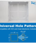 Heavy Duty 14 Inch Abs Plastic Structured Wiring Enclosure With Secure Cable Management Cover showing universal hole pattern.