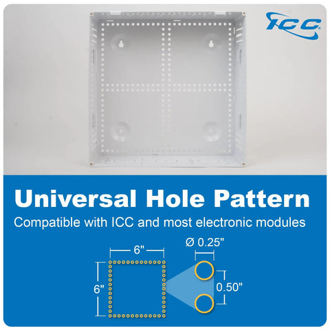 Heavy Duty 14 Inch Abs Plastic Structured Wiring Enclosure With Secure Cable Management Cover showing universal hole pattern.