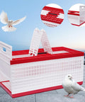 Racing Pigeon Carrier Box For Bird Training With Two Side Doors And Two Top Doors Injection Molded Plastic Cage displayed outdoors.