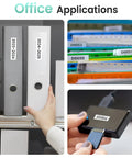 Bluetooth Label Maker With Tape P12 Small Thermal Printer labels on binders, office cables, and storage, ideal for organization.