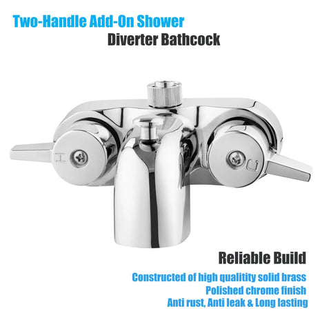 Heavy Duty Solid Brass Clawfoot Tub Shower Diverter Kit Slick Chrome Finish Zero Fuss Install Leak Proof Converter For Vintage Roll Top Bathtubs Top Shelf Fixture Upgrade