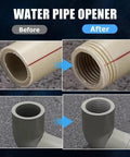 Three Piece PVC Pipe Threader Kit For DIY Pros And Handy Folks Dual Function Internal And External Threading For One Half Inch Three Quarter Inch And One Inch Plastic Pipes Electric Drill Compatible Plumbing Tool Set For PVC PPR ABS Repair showing before and after threading results on pipes.