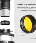 1.25 Inch Yellow Planetary Filter With Metal Frame For Lunar And Planetary Observation Boosts Contrast In Images And Live Views