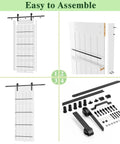 72 Inch Double Sliding Barn Door With Shelf Style, 84 Inch Tall, Primed MDF Build, No Sweat Assembly kit and components