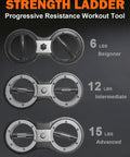 Strength ladder resistance trainer with three rotator wheels and 6/12/15 lb levels for hand and forearm workouts; Amazon