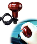 Woodgrain Steering Wheel Spinner Knob for Easy One Hand Driving Slick Ball Shape Wheel Grip Aid installed on steering wheel