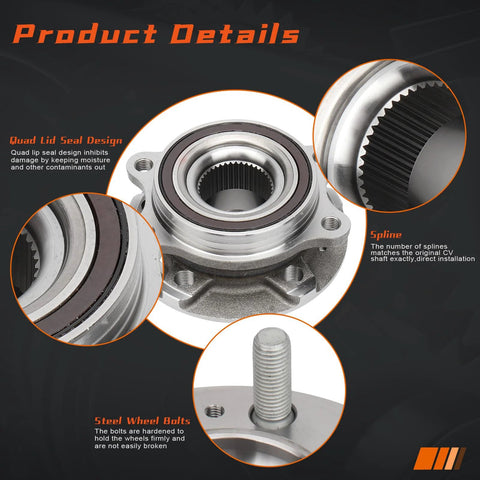 Direct Fit Front Or Rear Wheel Hub Bearing Assembly For Audi A4 A5 A6 Q5 S4 S5 2008-2015 showing seal, spline, bolt details