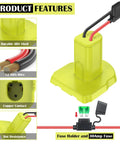 Two Pack Power Wheel Adapter For 18V Battery Conversion Kit with durable ABS shell, 12AWG wire, copper contact, fuse holder