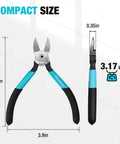 Front and side view of 5 Inch Pro Grade Wire Cutter With CNC Machined Edges And CR V Thickened Flush Cutter with dimensions displayed.