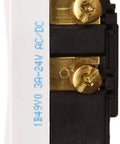 Side view of Super Reliable White Commercial Grade Momentary Rocker Switch Single Pole Double Throw Center Off Quiet Ac Decora Style