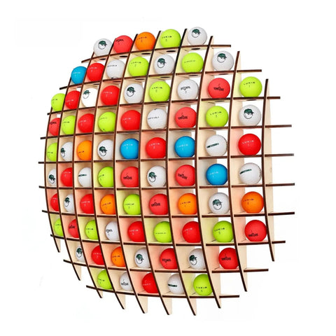 Rad Ball Shaped Golf Ball Display Case for Collectors, Holds Up To 78 Golf Balls, Cool Wall Art, Ball-Shaped Wood Case