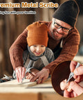 Heavy Duty Tungsten Carbide Scribe Kit With Magnetic Bottom And Extra Refills For Steel Glass Leather And Wood Drafting Tasks Zero Sharpening Headaches, family using scribe on wood.