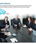 Rock Solid 10X Zoom 5MP PTZ POE Dome Camera System Bundle with 8CH H265 NVR Recorder capturing a meeting in progress.