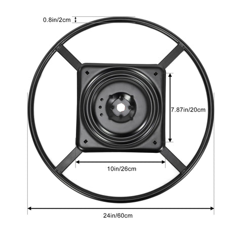 Top view of 24 Inch Swivel Ring Base For Recliner Chair Replacement With 10 Inch Turntable Plate And 7.87 Inch Hole Spacing