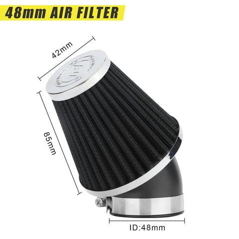 48mm high-flow air filter, part of the 24mm Performance Carburetor Upgrade For Predator 212cc 196cc 224cc Engines And GX160 GX200 Mini Bike Go Kart Beefed Up High Flow Anodized Carb Kit For Baja MB200 Power Boost.