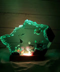 Multicolor Epoxy Resin Wood Lamp In Wave Shape, Handmade Ocean Themed LED Night Light with sea diver and marine design