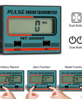 Digital Pro Grade Small Engine Tachometer With Clip For Chainsaws And Motors RPM Gauge, showing display and button functions
