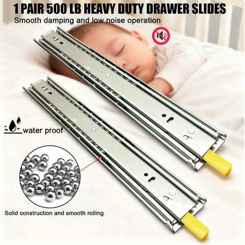 Beefy Heavy Duty 250 Lbs Drawer Slides With Full Extension 52 Inch Side Mount Rails in a smooth operation setting