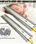 Tough As Nails Heavy Duty 500 Lbs Drawer Slides With Locking Function, showcasing smooth ball bearings and waterproof design.