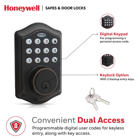 Keyless Entry Door Lock With Smart Electronic Keypad Deadbolt, No Fuss Install From Pre Drilled Holes, Satin Nickel Finish, Auto Lock, 50 User Codes, Battery Powered, Vacation Mode, Fits Most Doors